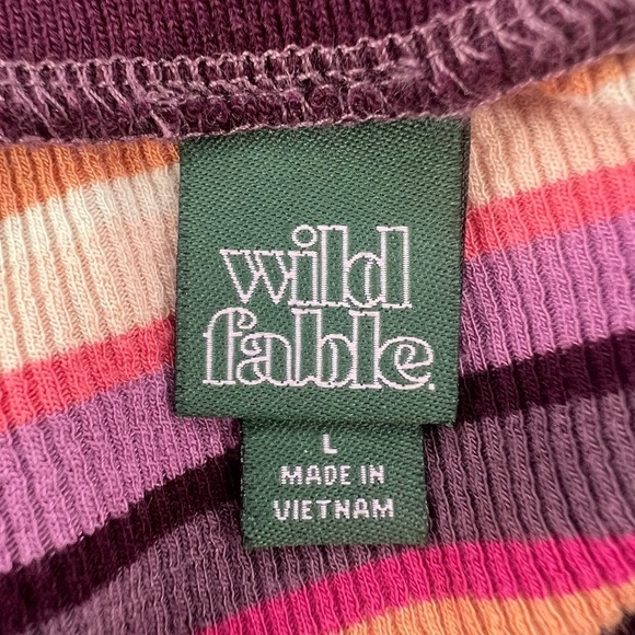 wild fable Purple Striped Button Up Pointed Collar Dress Size Large Women’s - Picture 2 of 5